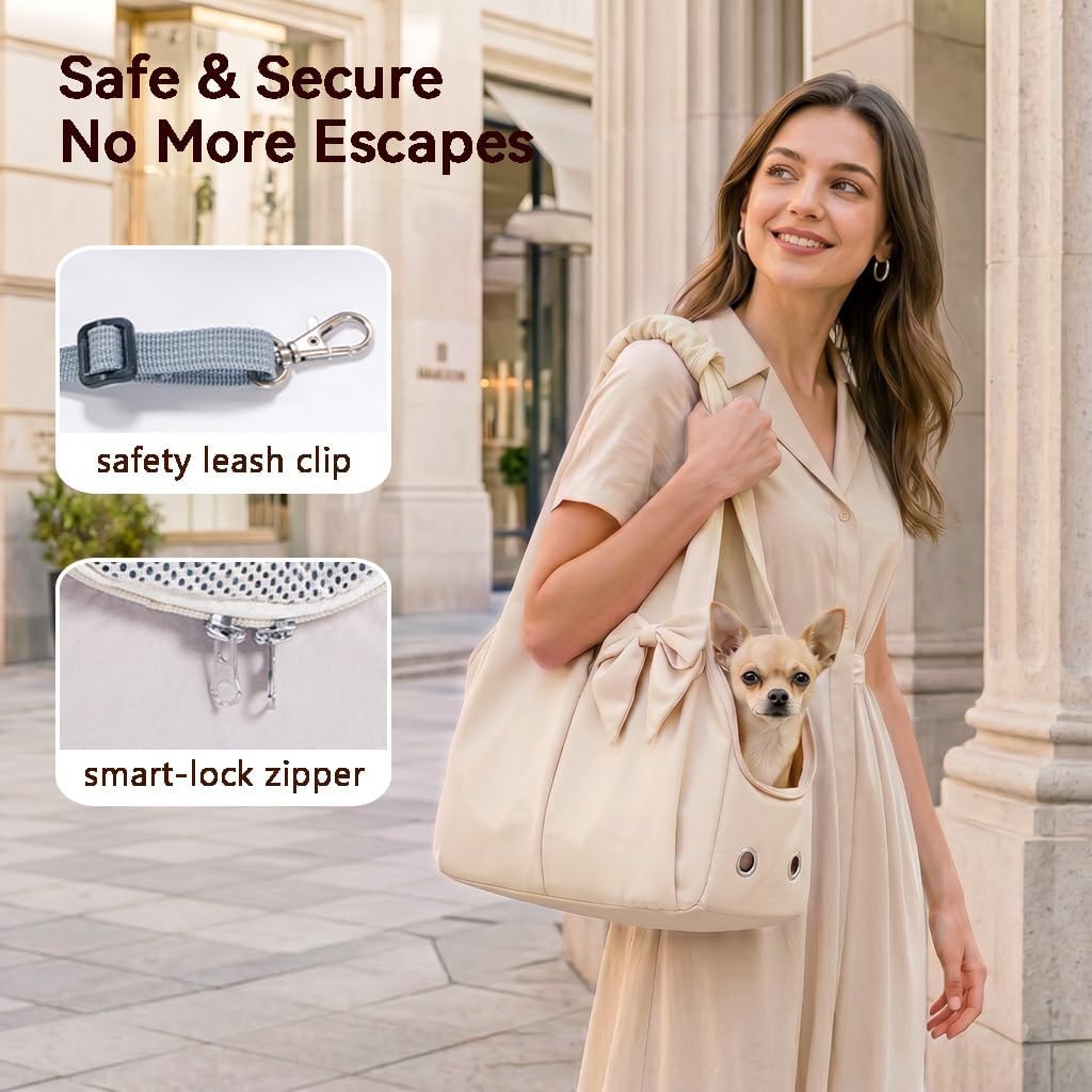fashion dog purse carrier for small dogs and showing dimensions