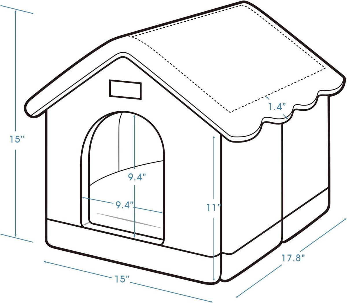 dog house indoor, m size indoor dog house showing dimensions