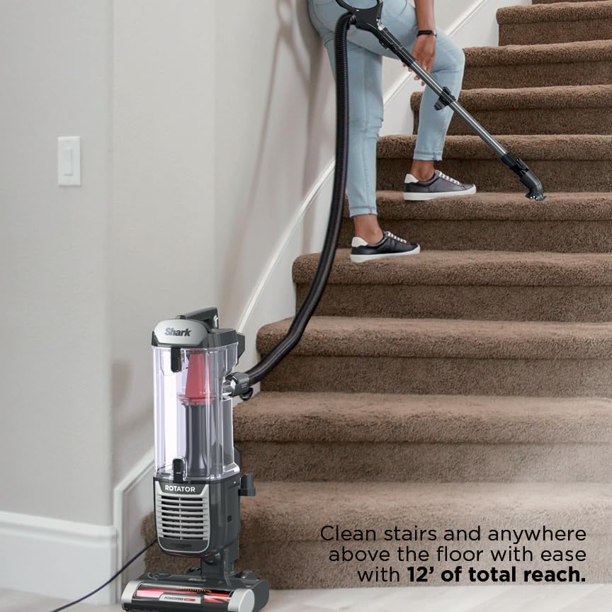 shark zu102 rotator pet upright vacuum with powerfins, side view