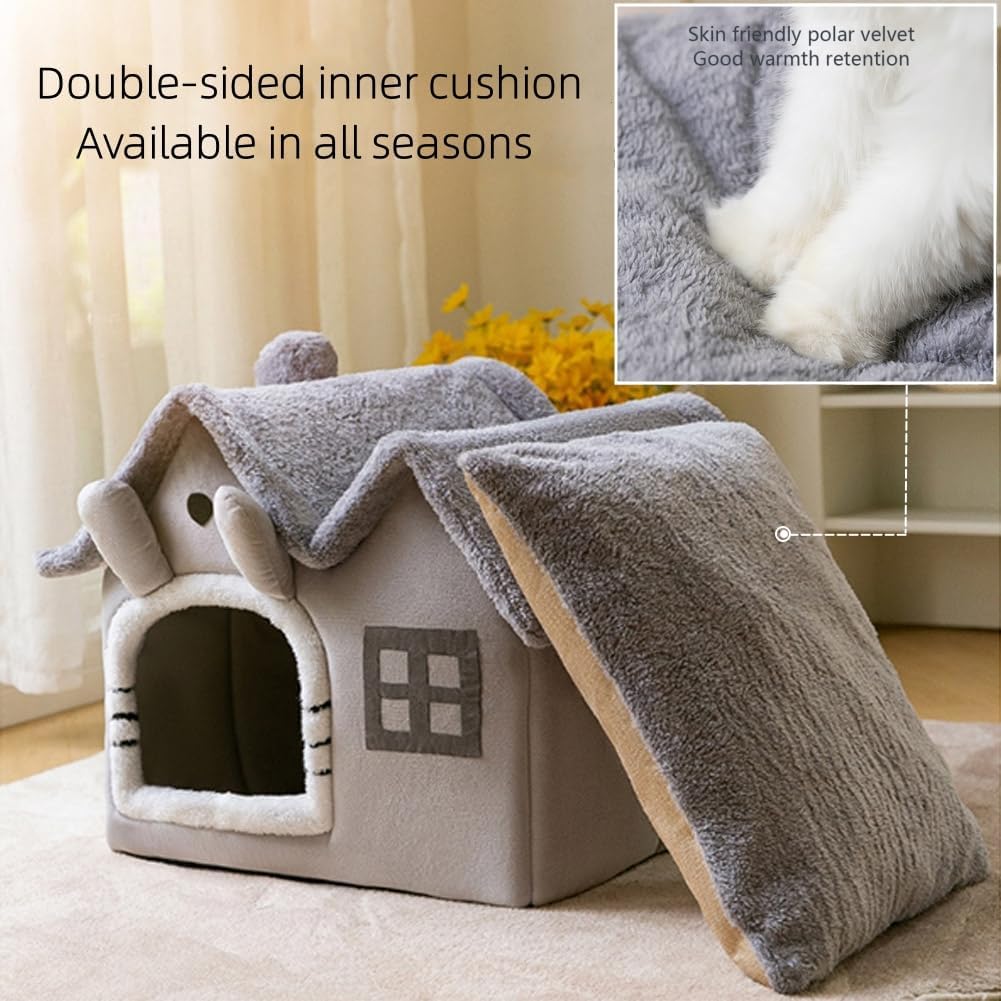 luxury double roof indoor dog house cat nest,foldable, side view