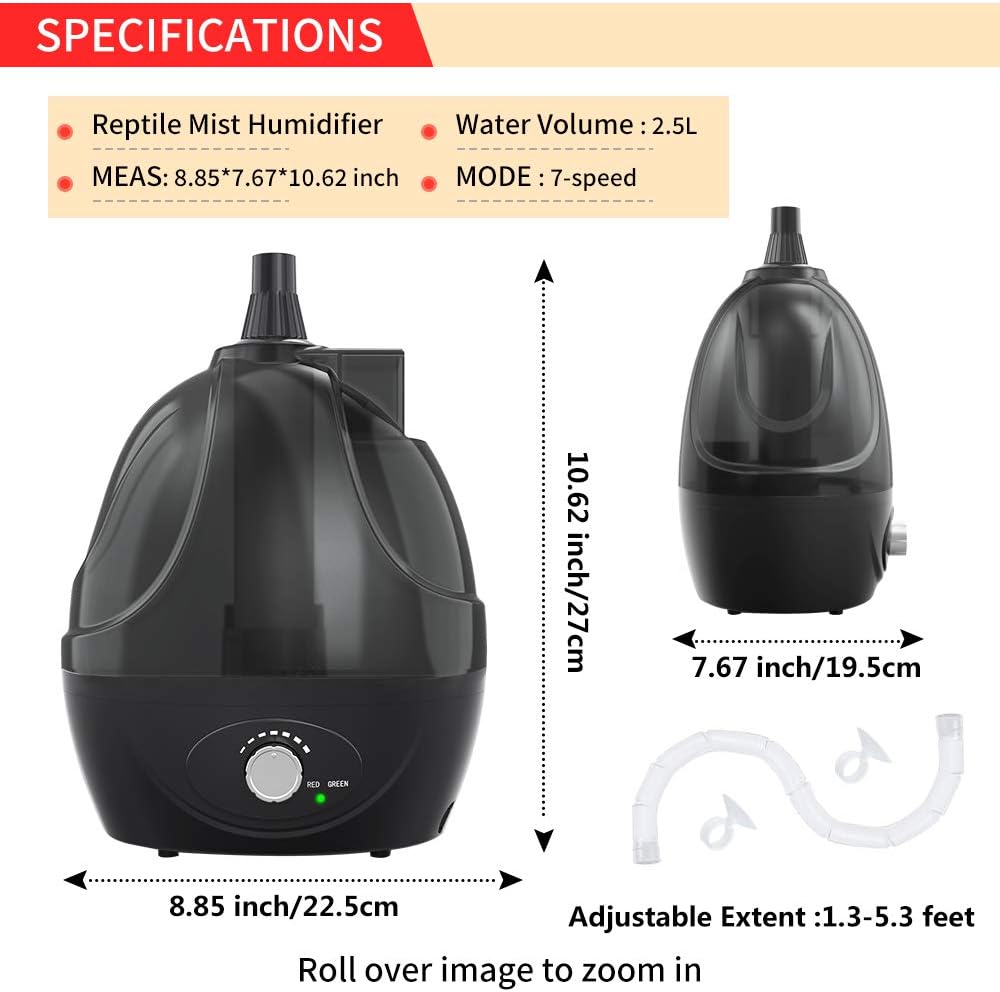 betazooer reptile humidifier mister fogger extension amphibians snake, close-up detail