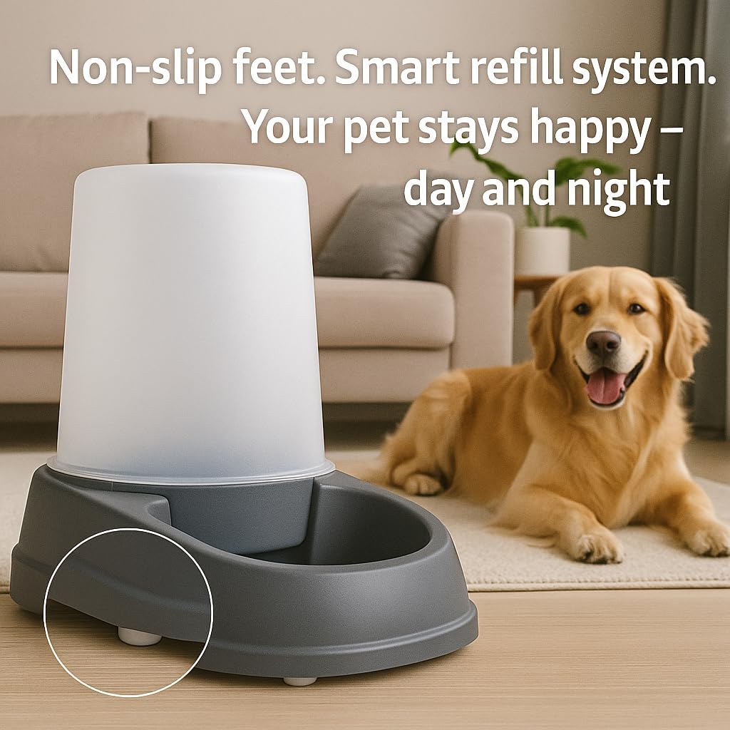 flamingo automatic pet feeder and water dispenser – showing dimensions