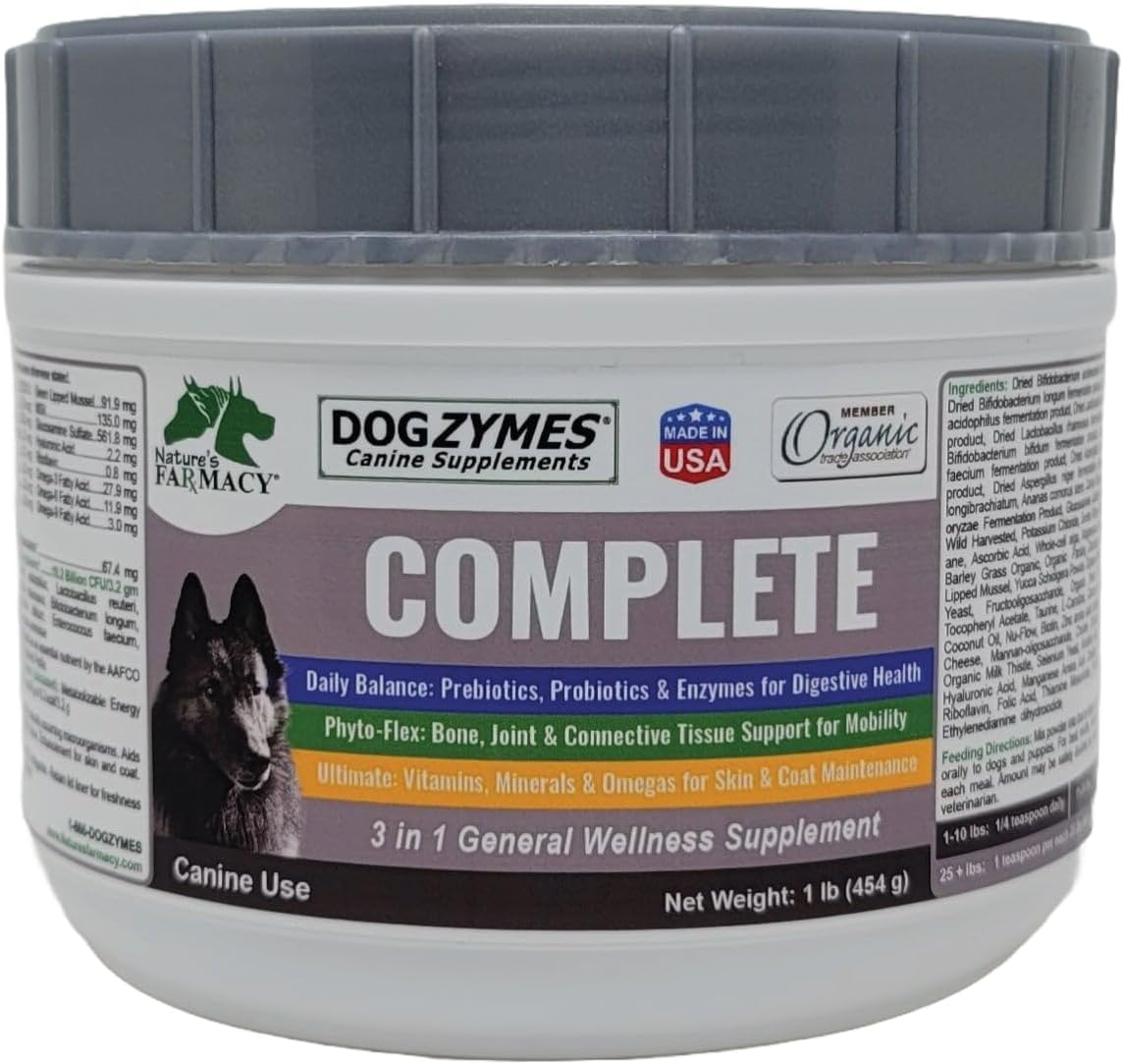 dogzymes complete - probiotics, prebiotics, glucosamine, chondroitin, msm, main product view