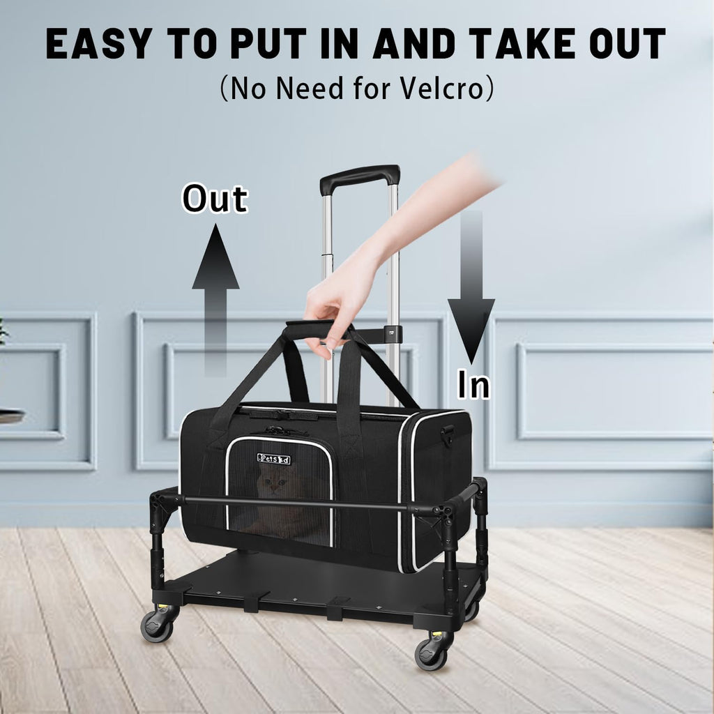 petskd foldable wheel base cart for 18" l×11", close-up detail
