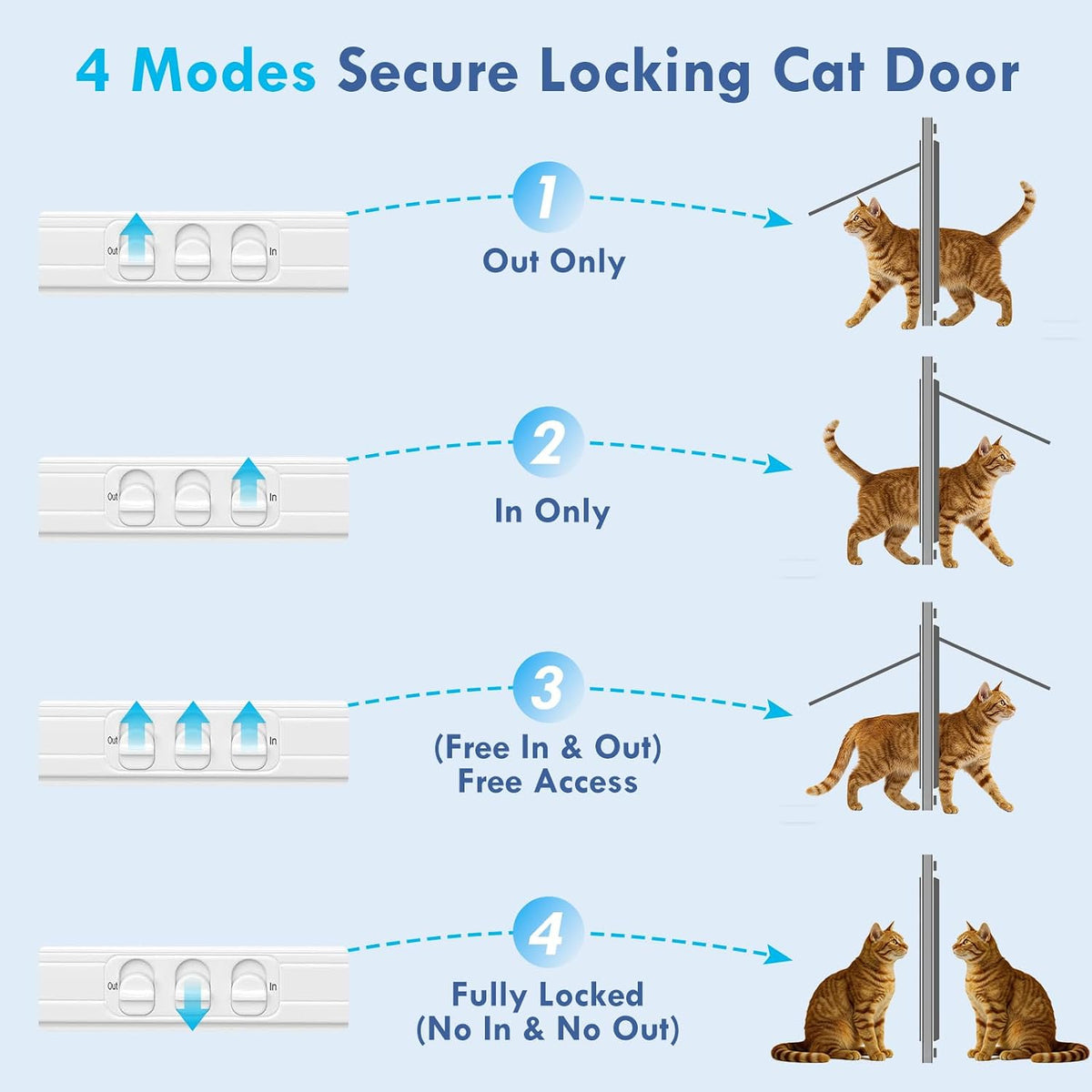 all season cat door for window with screen showing dimensions