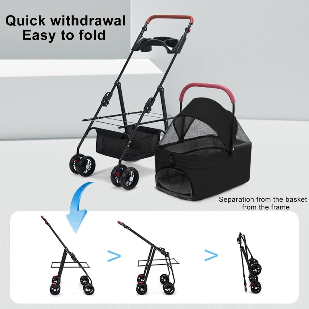 pet stroller-folding 4 wheels cat/dog stroller for medium on a desk or shelf
