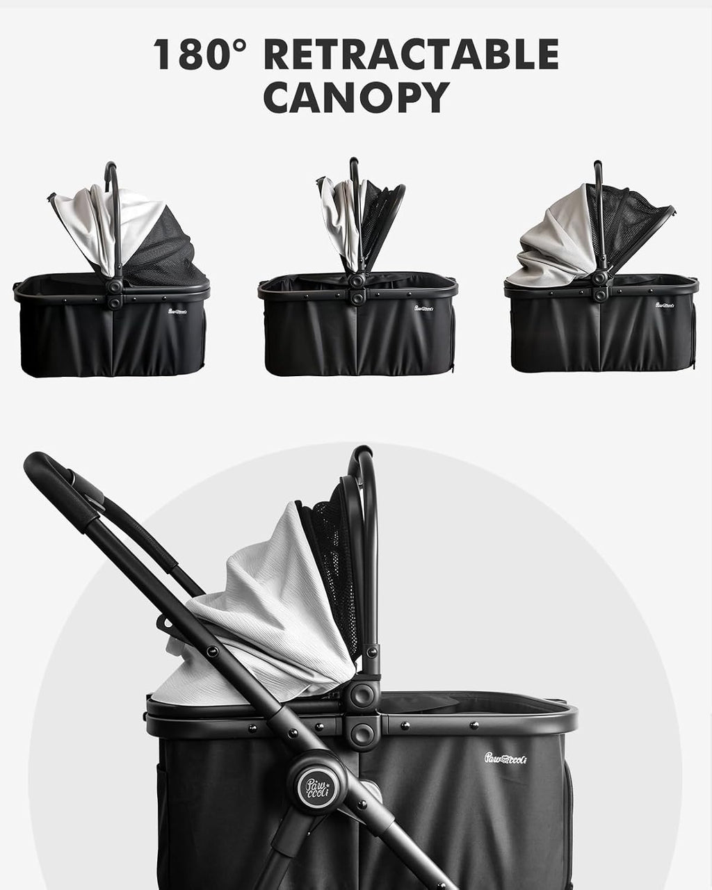pet stroller for small dogs and cats, one-click, side view