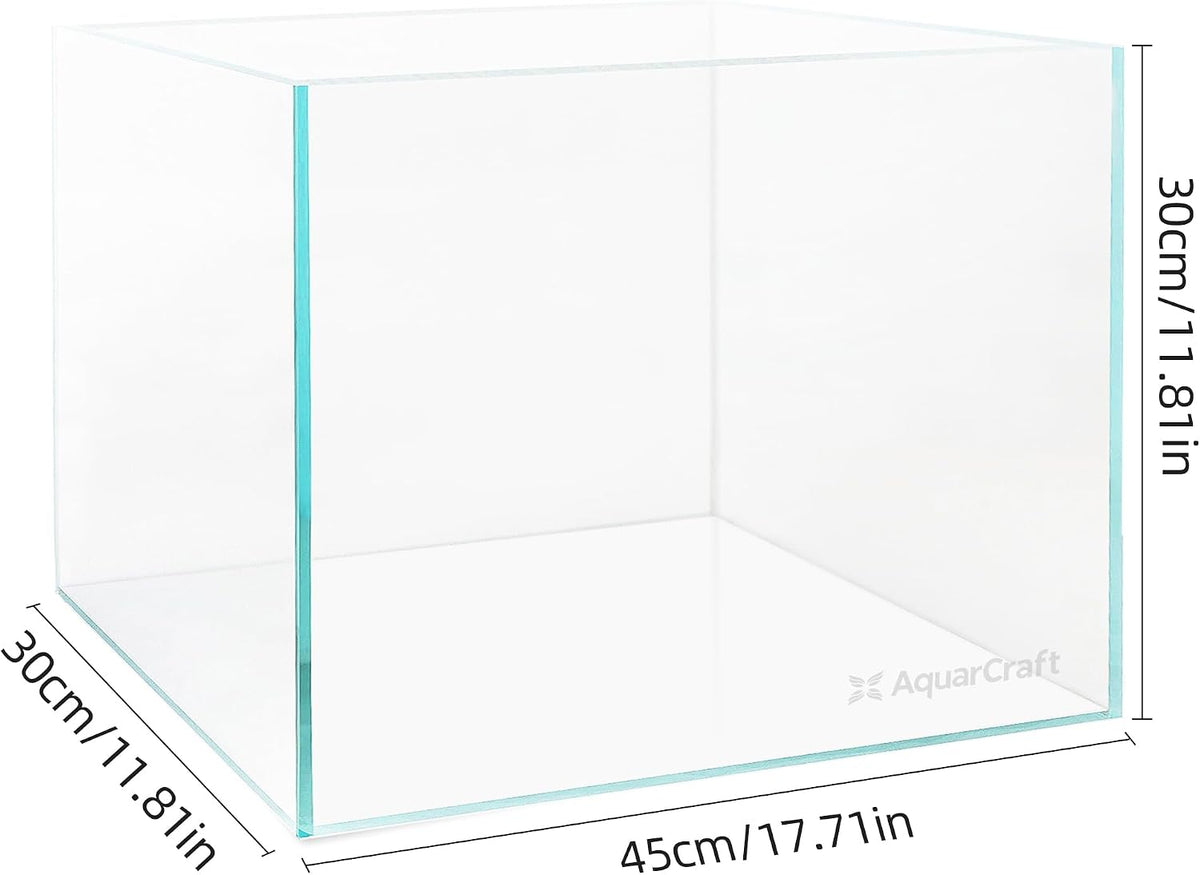 10 gallon rimless aquarium, ultra clear low iron shown in use