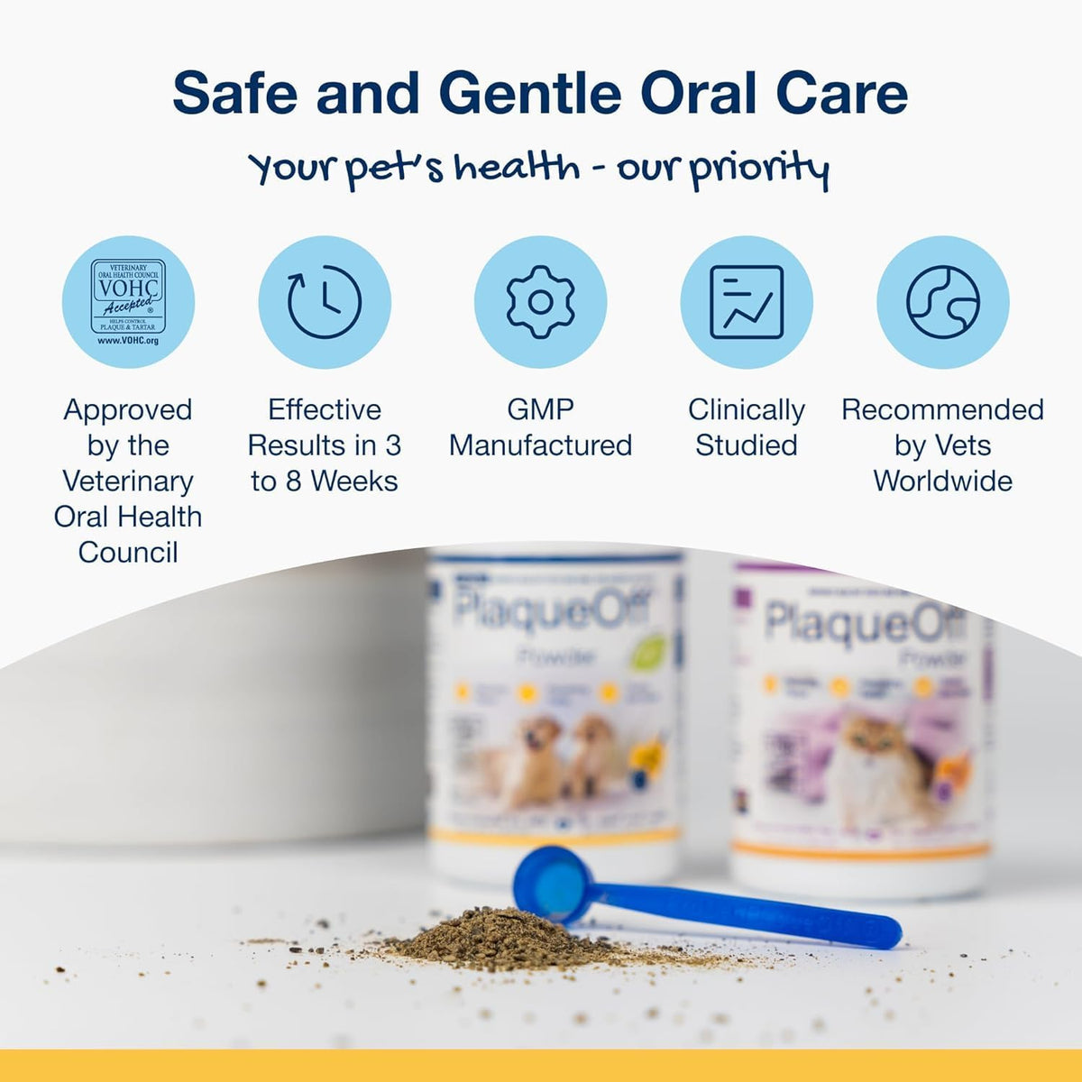 proden plaqueoff powder - cat & dog tartar shown in use