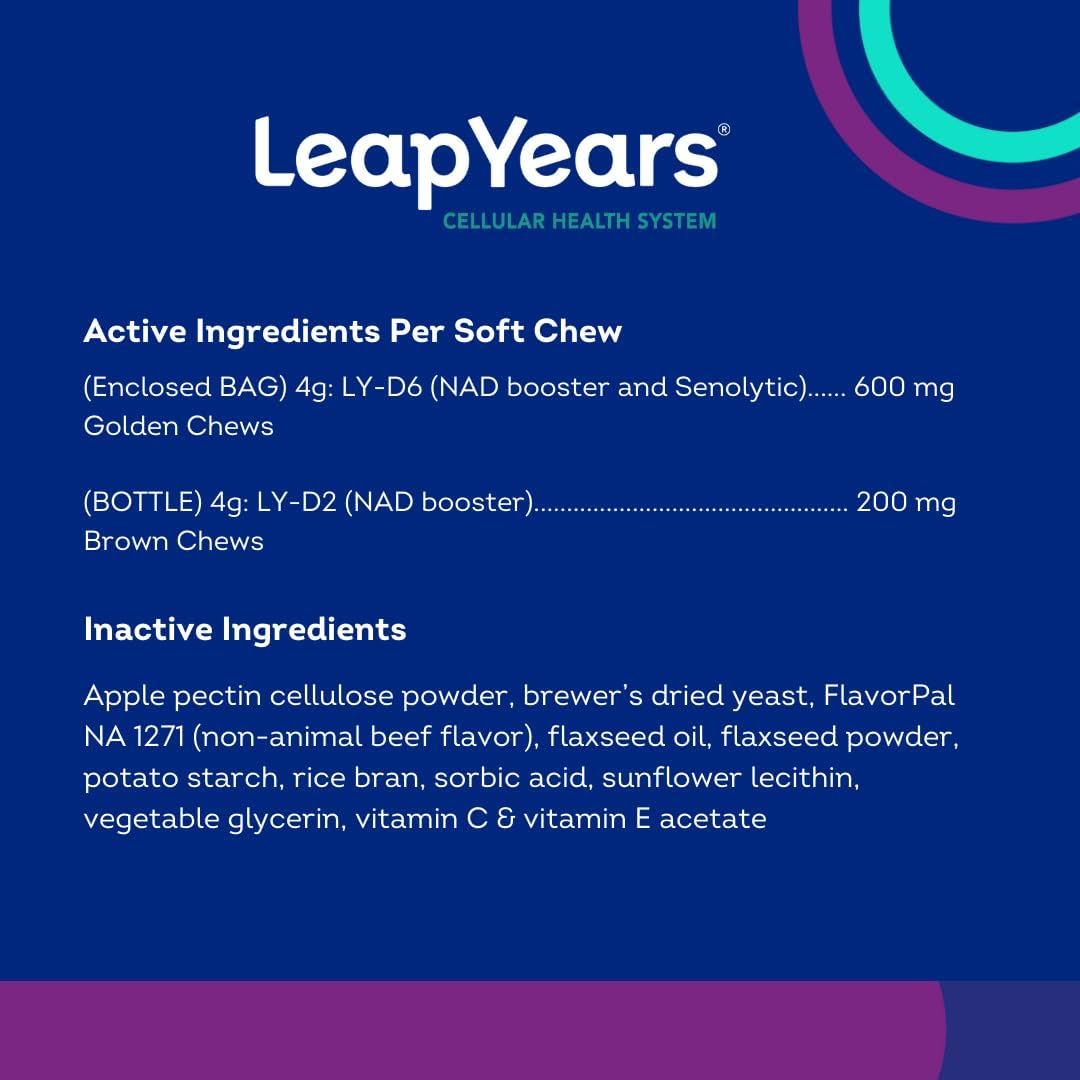 leap years nad+ precursor healthy aging, dog chews, side view