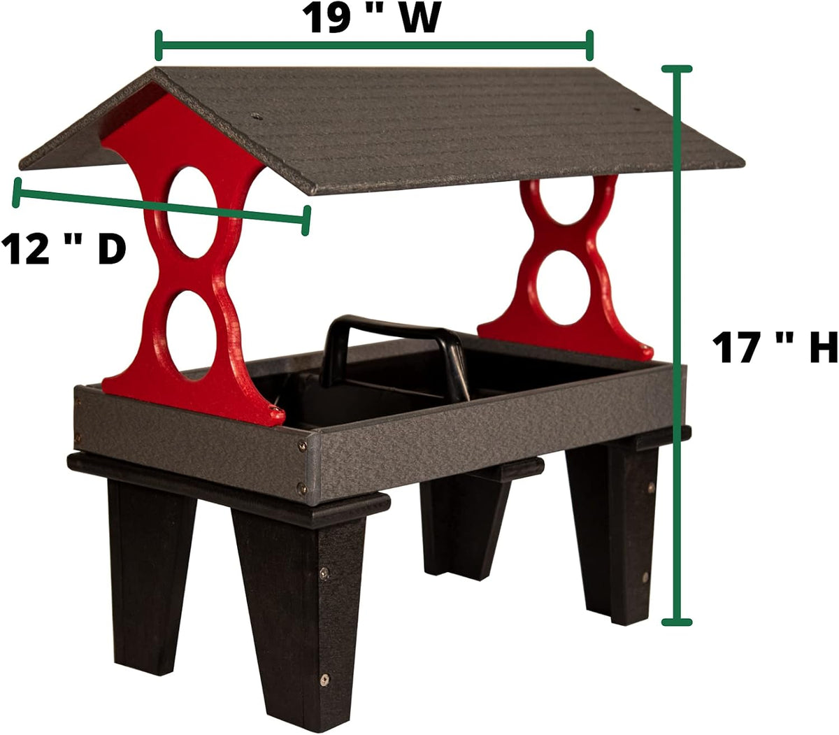 jcs wildlife large ground fly thru bird feeders, close-up detail