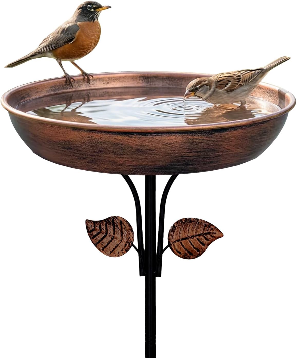 12" bird bath for outside with stake, metal, main product view