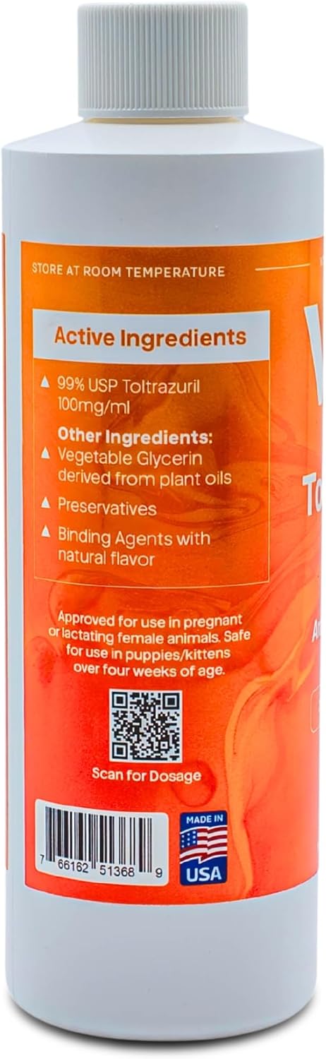 toltrazuril 10.0% for horses, dogs, cats, 240ml/8 ounce shown in use
