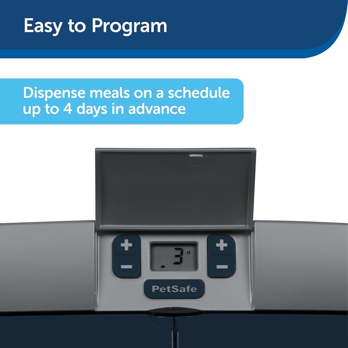 petsafe digital 2 meal programmable pet feeder, side view