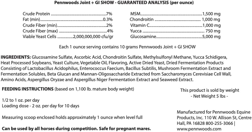 pennwoods horse joint supplement powder 5 lb shown in use