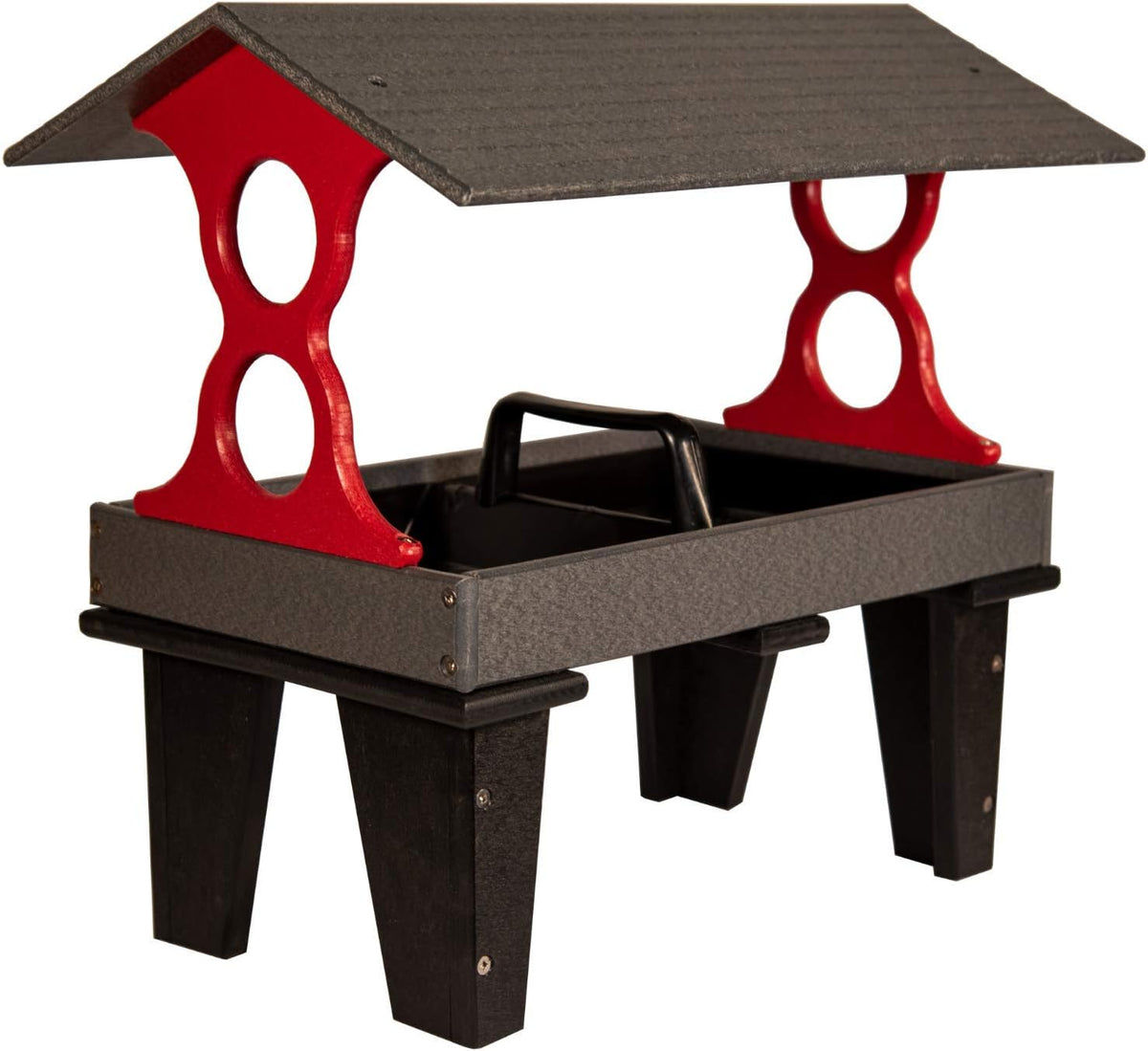 jcs wildlife large ground fly thru bird feeders shown in use