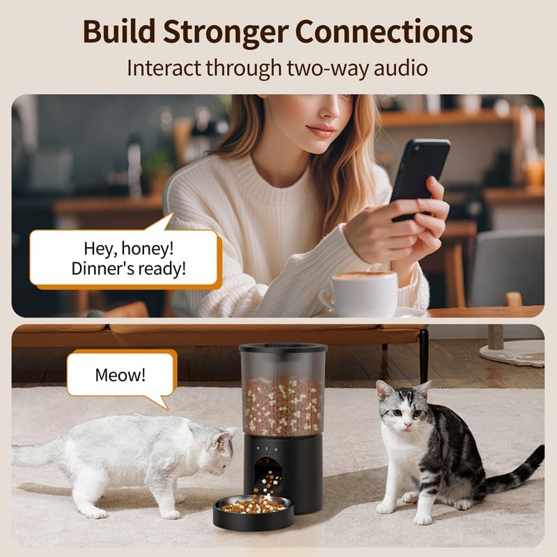 automatic cat feeder, 4.5l easy install pet food showing dimensions