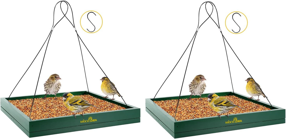 mixxidea bird feeder hanging tray, wooden platform hummingbird, main product view