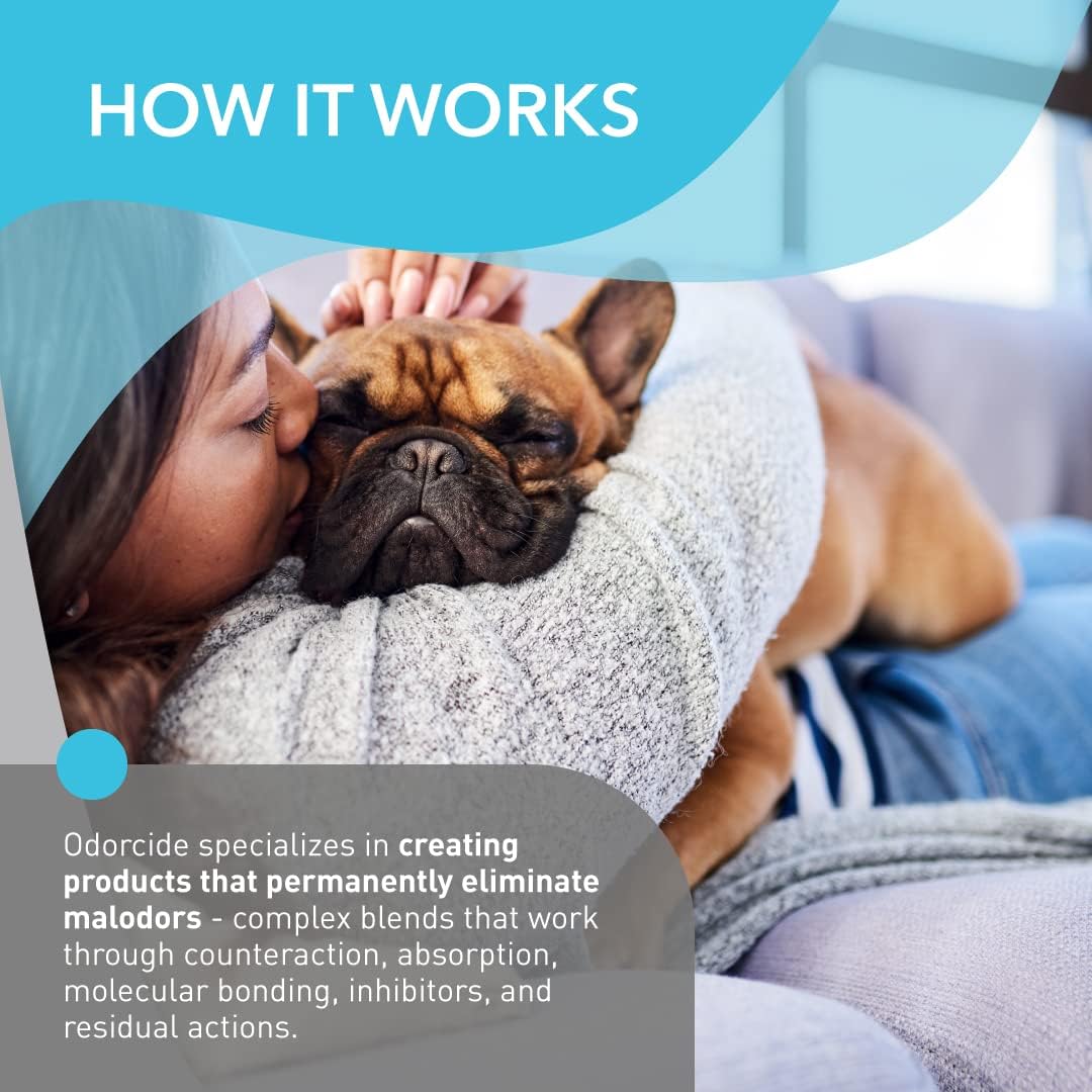 odorcide pet odor eliminator for home & kennel showing dimensions