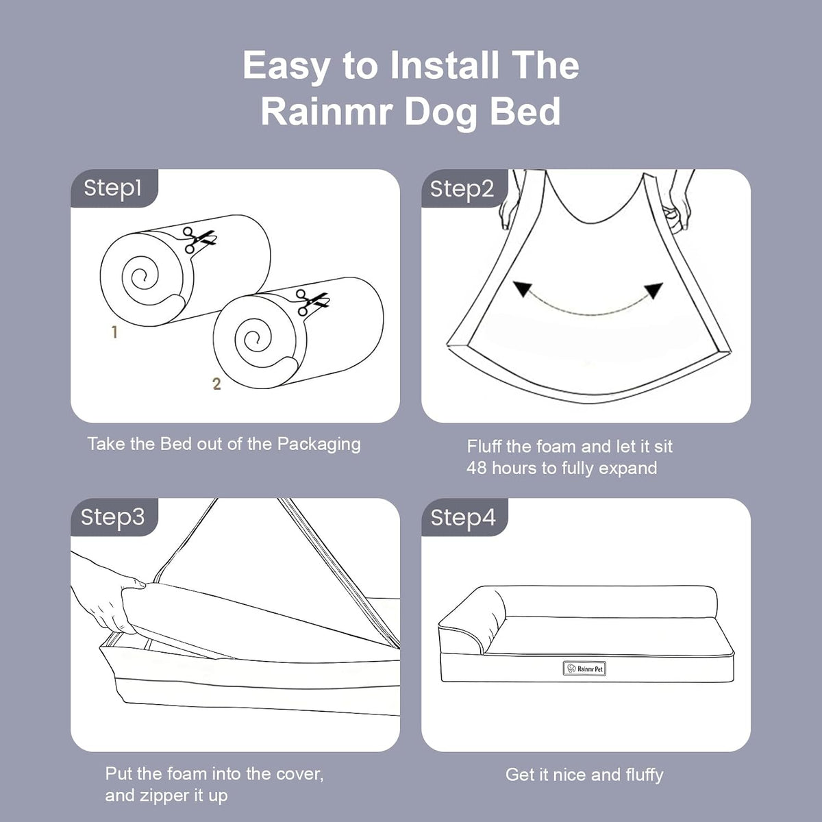rainmr memory foam orthopedic dog bed, washable dog, front angle view