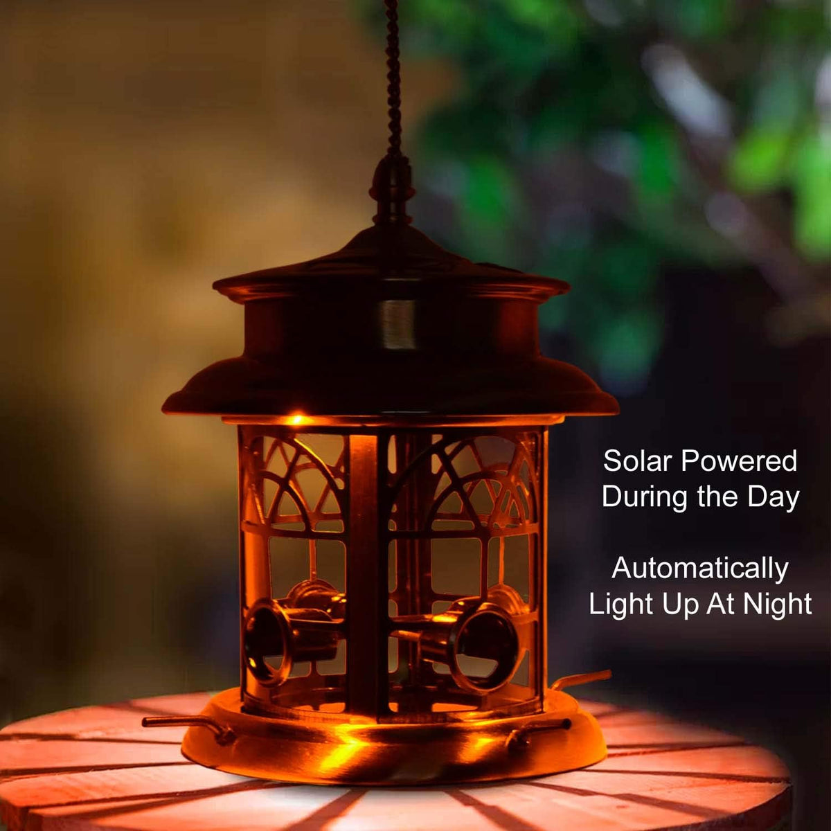 westcharm solar bird feeder for outdoors hanging |, close-up detail