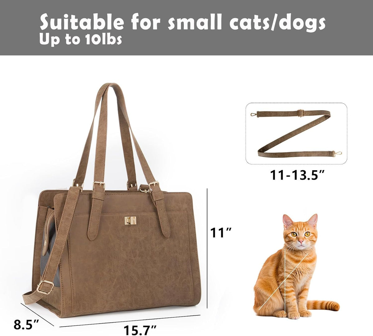 stylish pet carrier purse leather bag for small, side view