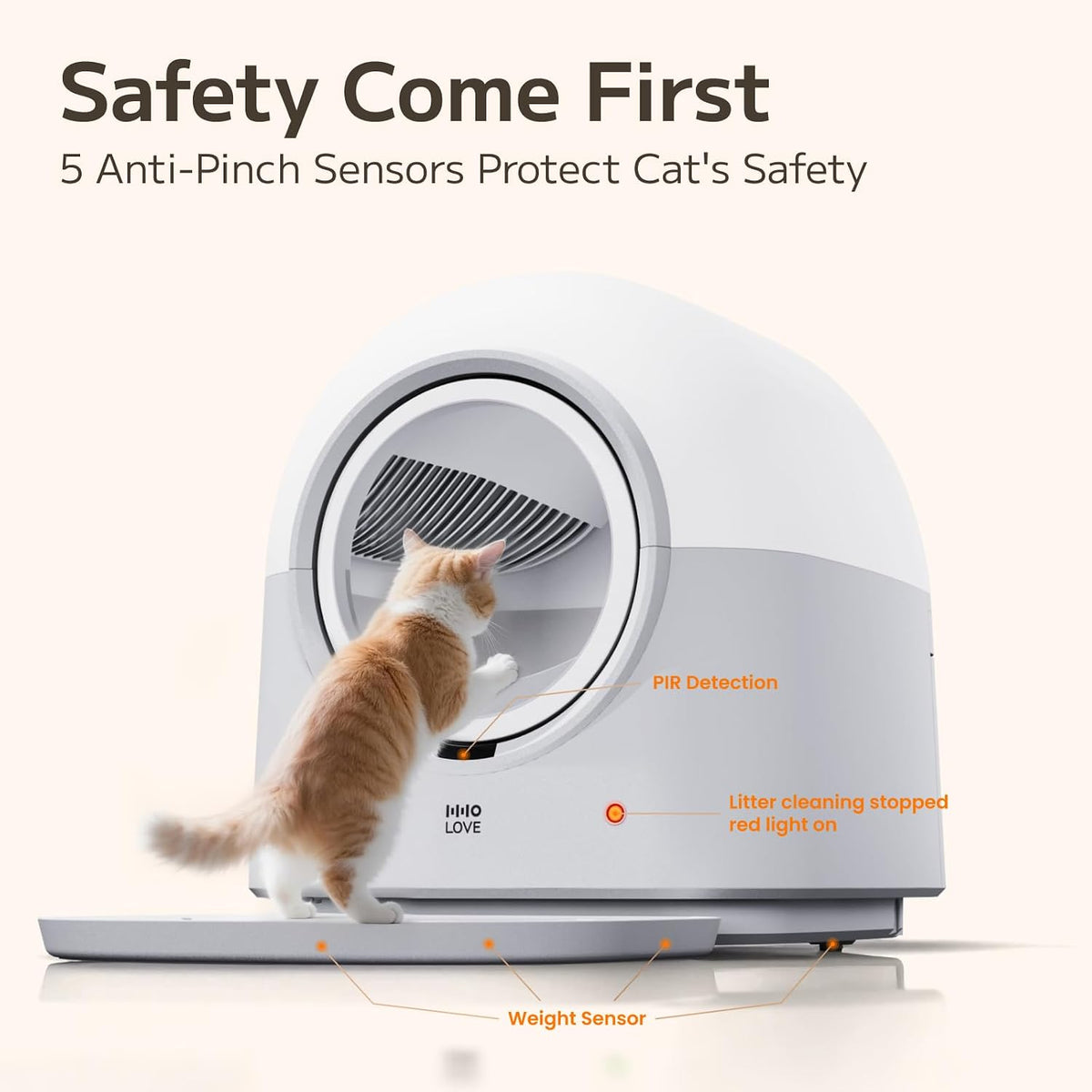 abrct self-cleaning litter box automatic electronic hands-free smart showing dimensions