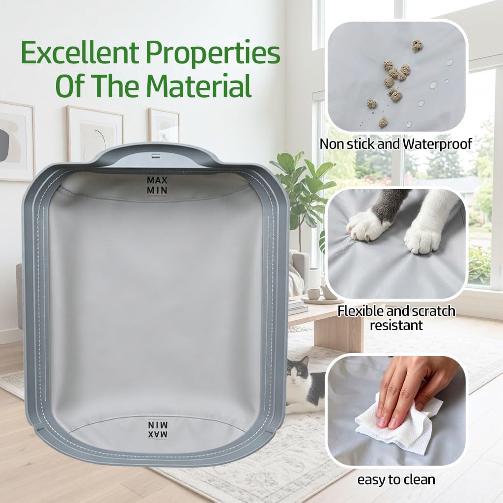 automatic litter box waterproof pad, washable removable liners showing dimensions
