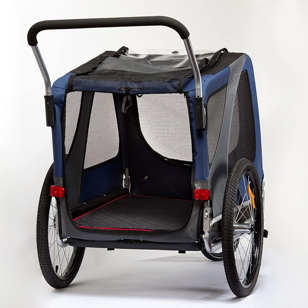doggyhut luxury pet mattress, veelar sports pet bike shown in use