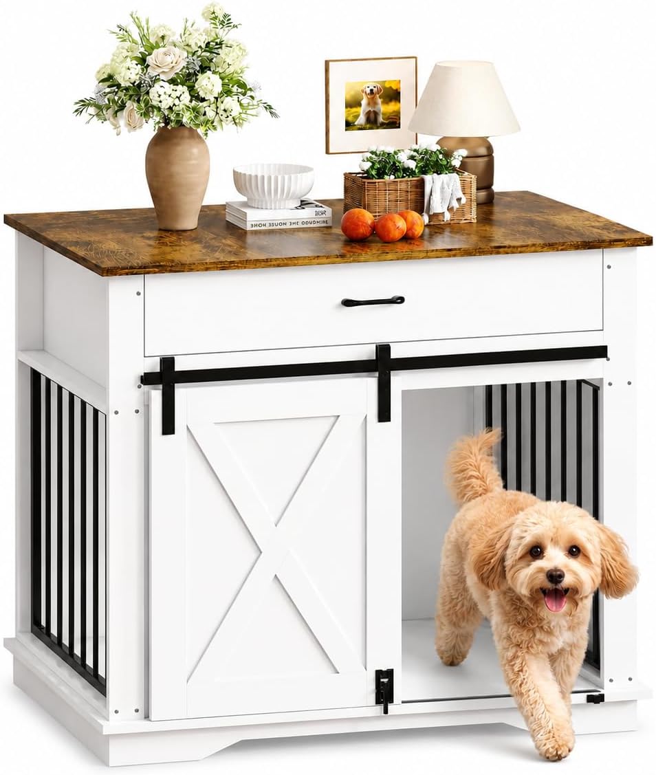 38" dog crate furniture, wooden dog furniture with, main product view