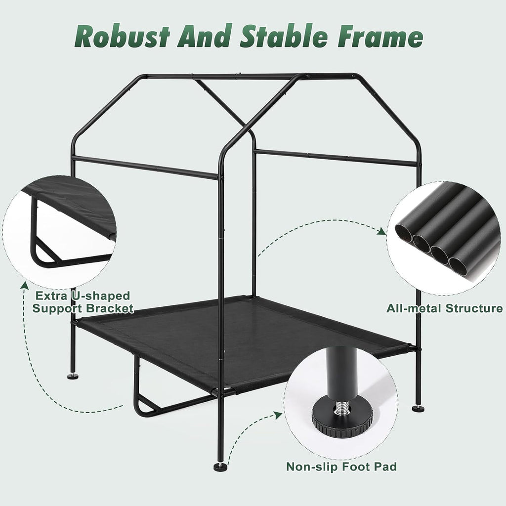 pawaboo 47" xl dog house outdoor weatherproof, with showing dimensions