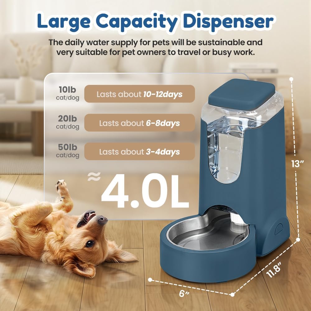 1 gallon automatic cat feeder gravity stainless steel, close-up detail