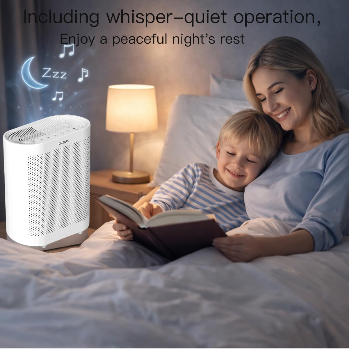 megawise true hepa air purifier for home,quiet cleaner, side view