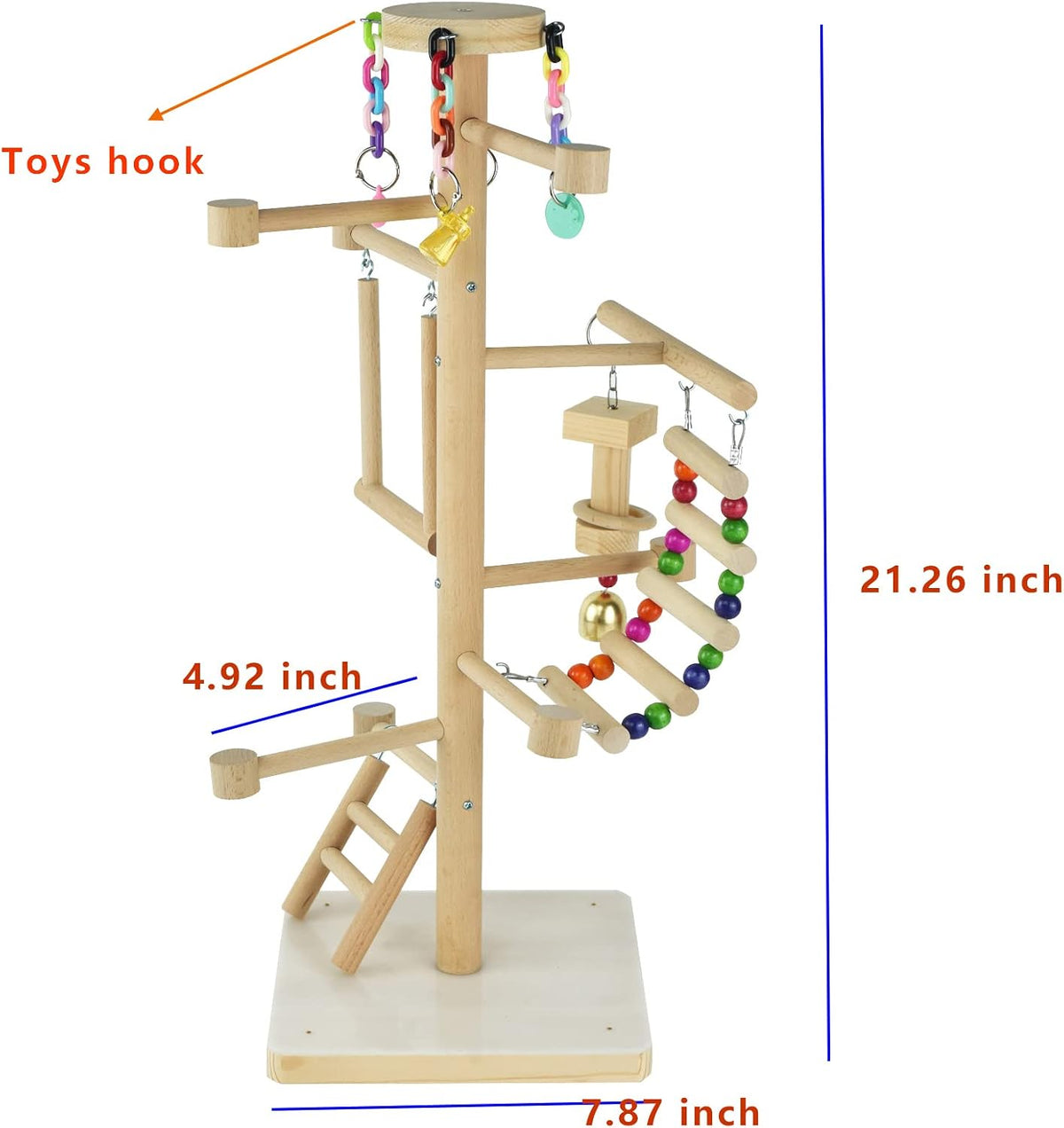 wood bird playground parrots climbing perch parakeets swing, side view