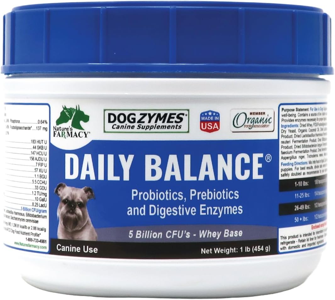 dogzymes daily balance canine supplement by nature’s farmacy, main product view