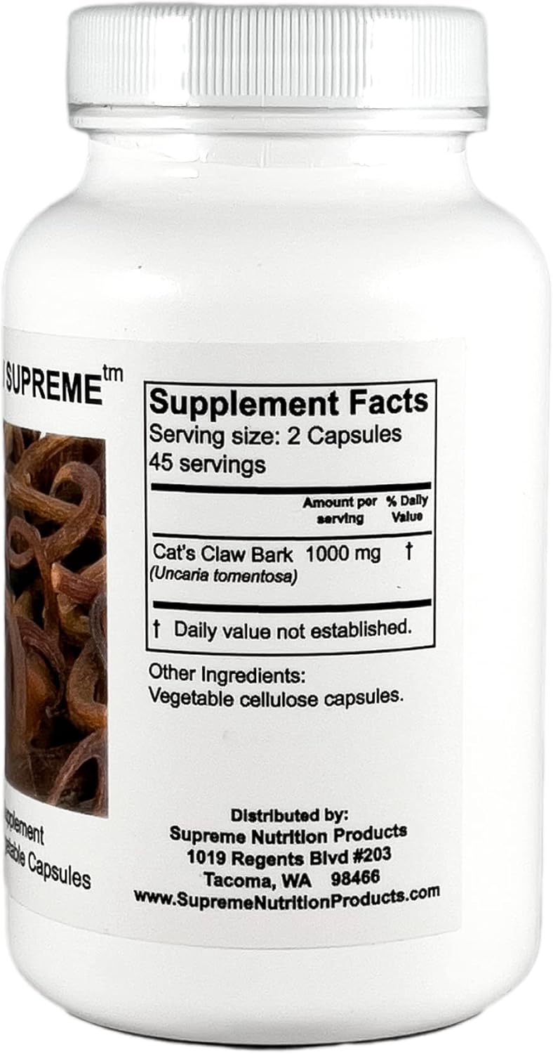 supreme nutrition cat’s claw supreme, 90 pure cat’s shown in use
