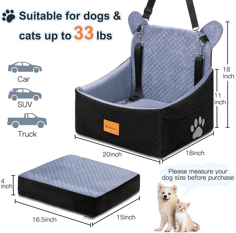 dog car seats for small/medium dogs up to, side view