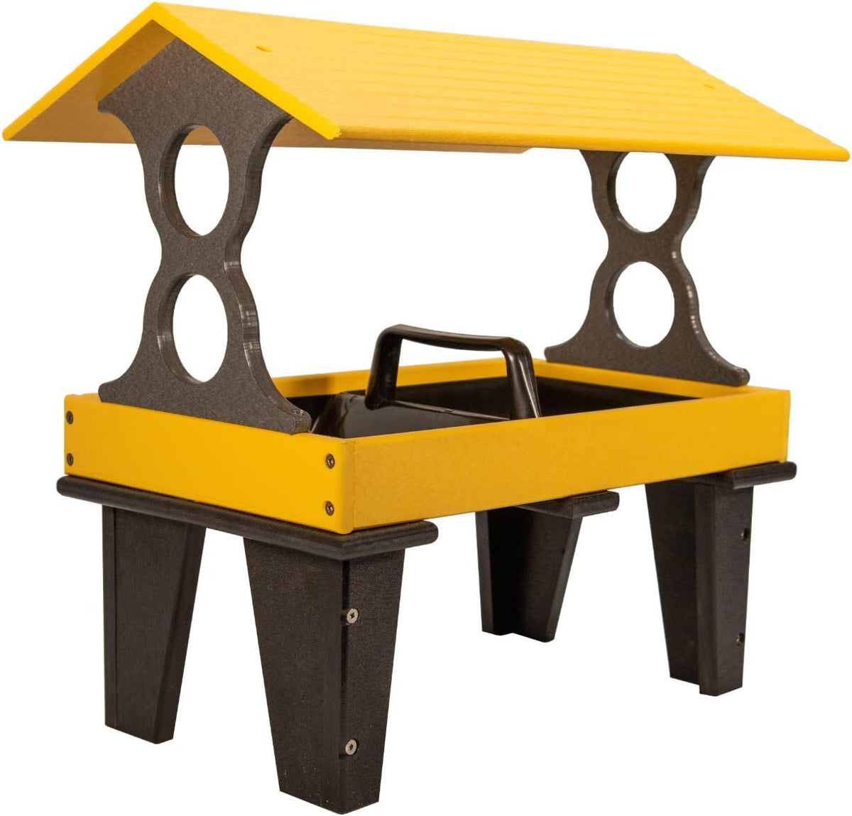 jcs wildlife large ground fly thru bird feeders shown in use