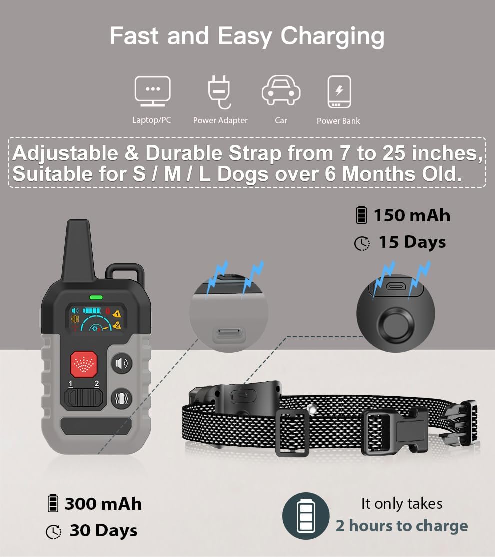 citronella dog training collar with remote【only work with, side view