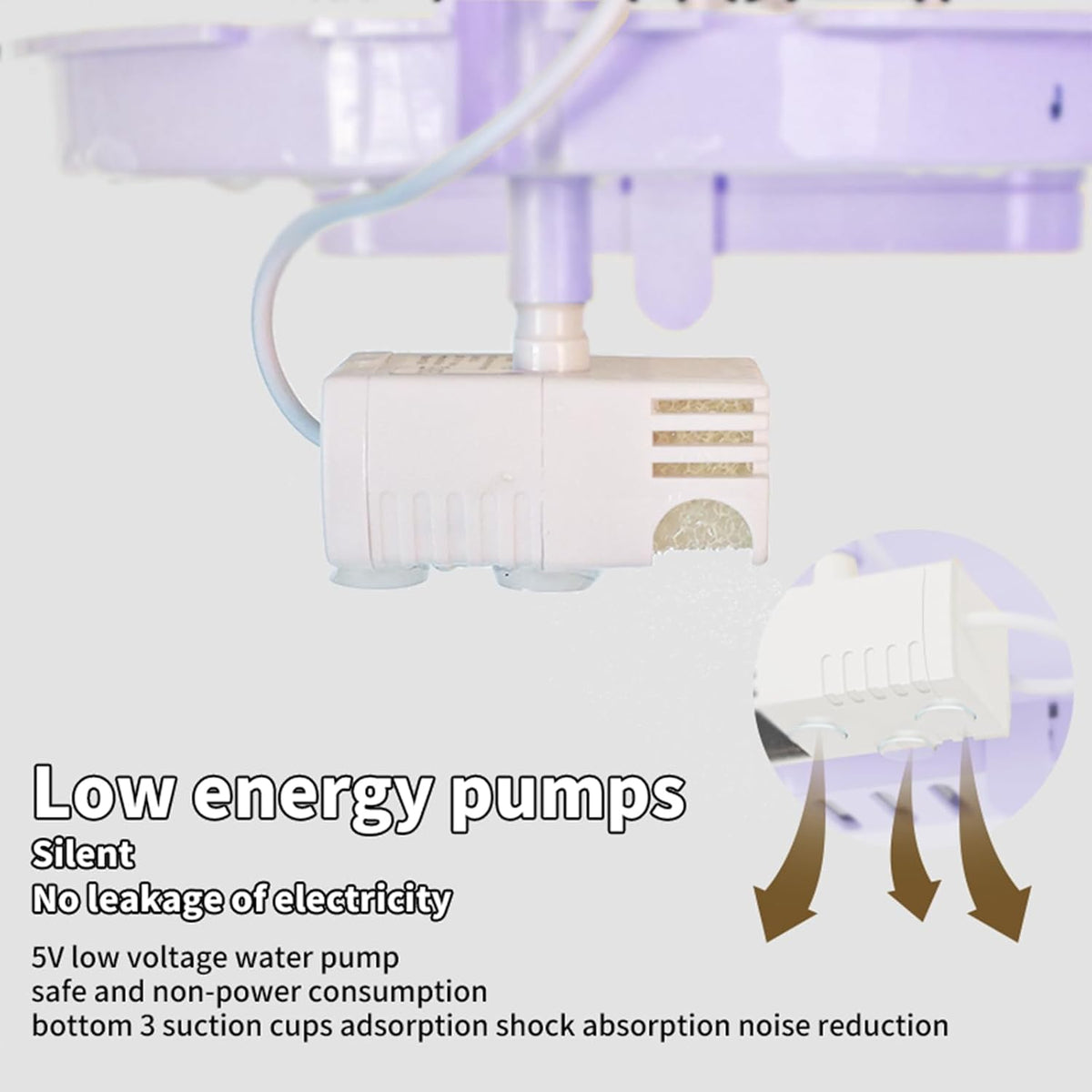 water circulation bird bath, hanging cage shower box(purple) showing dimensions