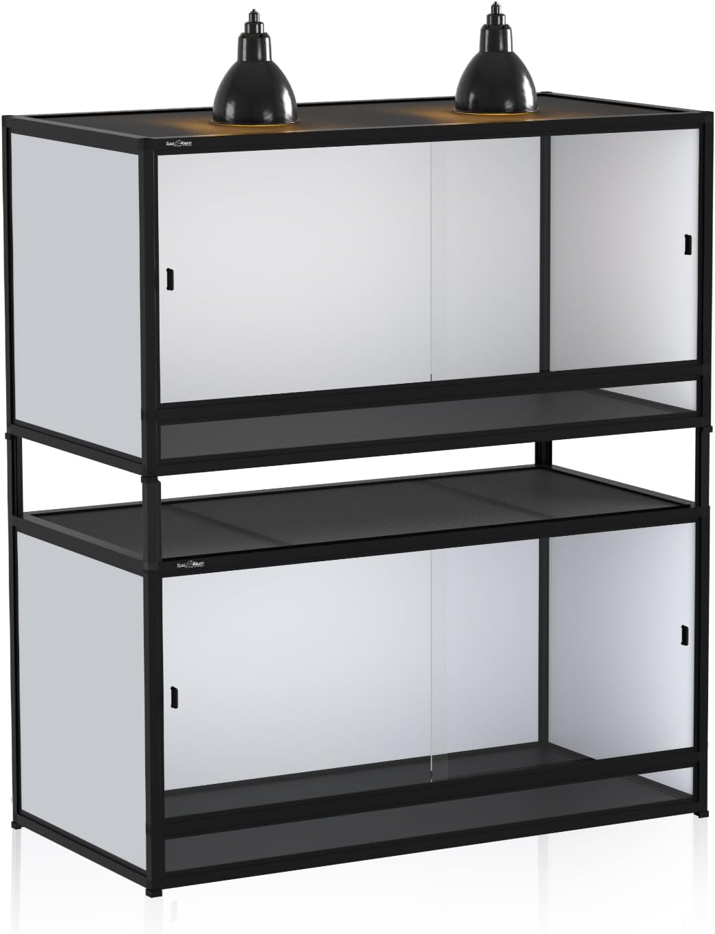 120 gallon 2-pack space-saving pvc reptile enclosure 48"x24"x24" shown in use