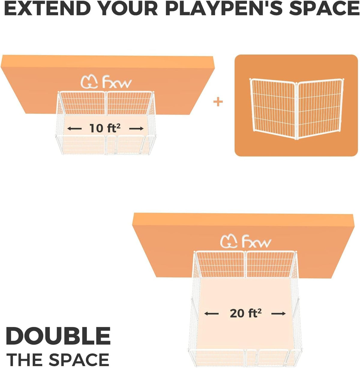 fxw homeplus indoor dog playpen, 32" h, 2 shown in use