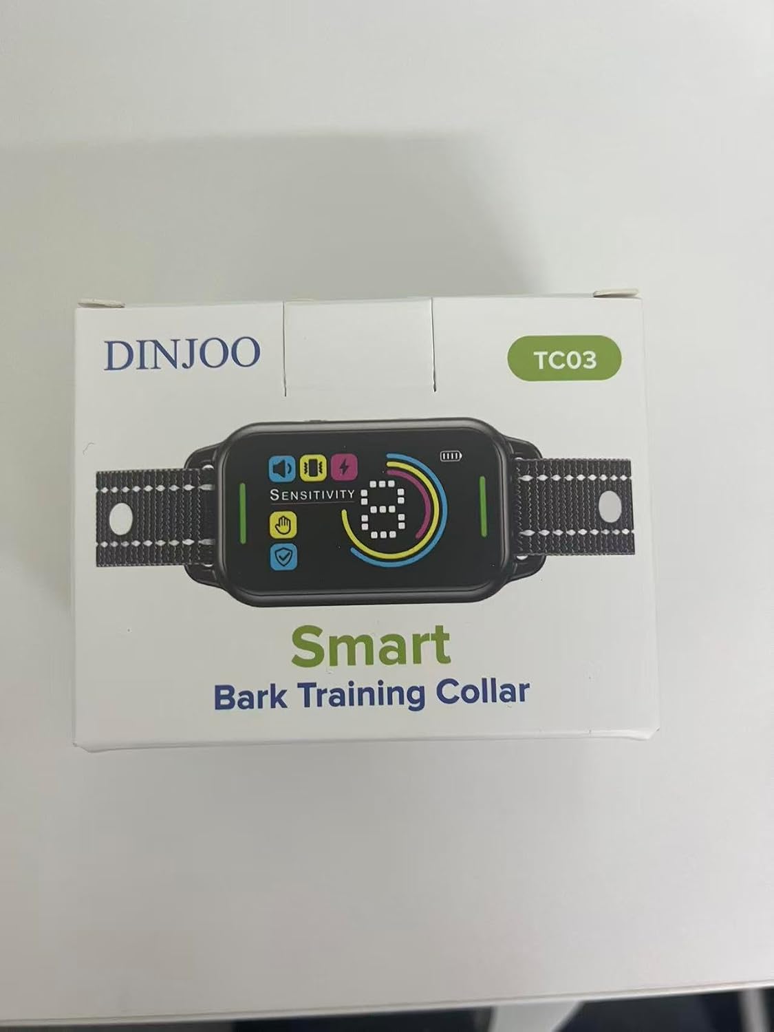 dinjoo dog bark collar for large medium small shown in use
