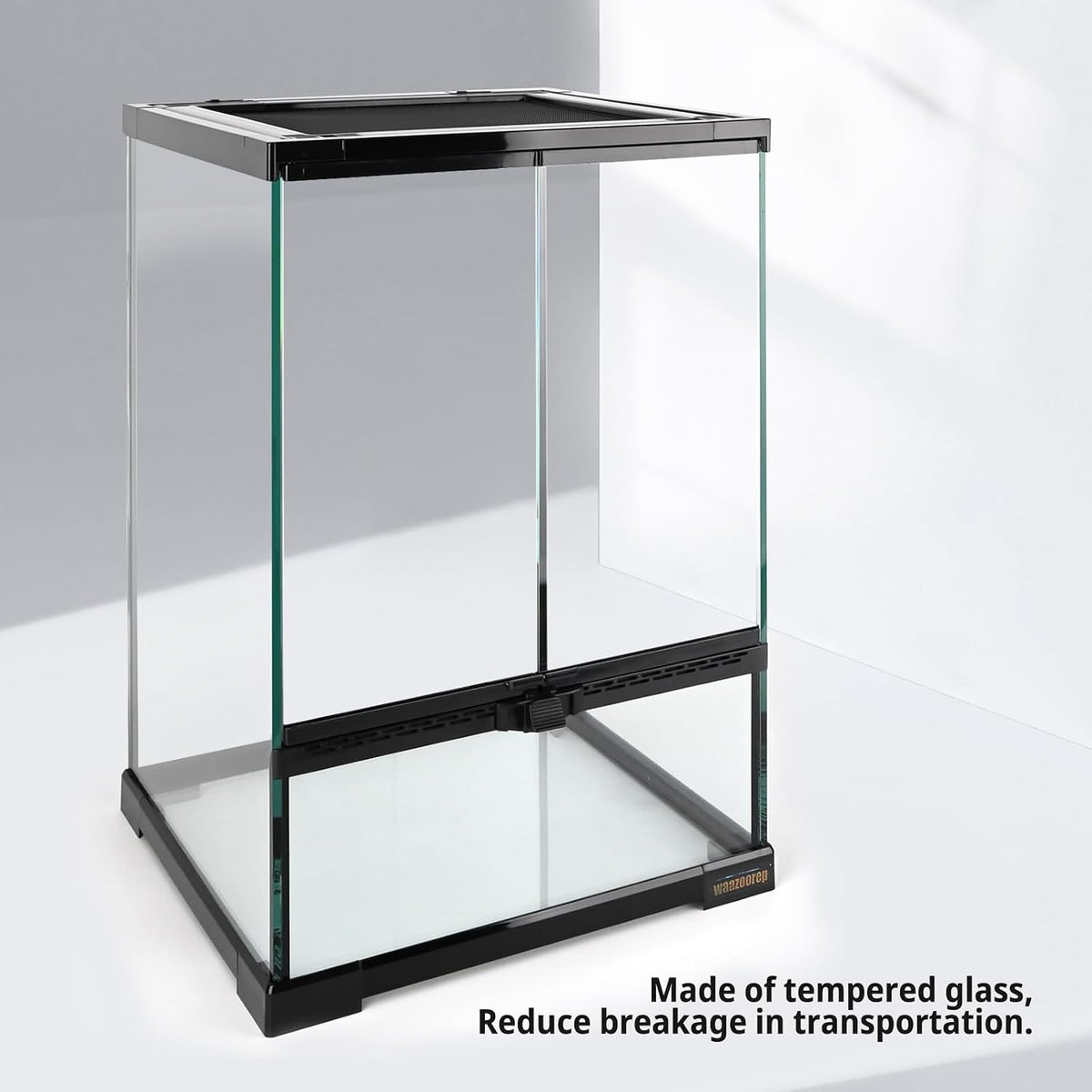 11 gallon tall reptile glass tank 12"x12"x18",pre-assembled vertical, side view