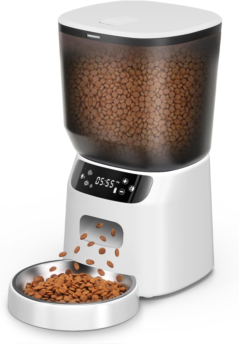 automatic cat feeder, cat food dispenser with stainless, main product view