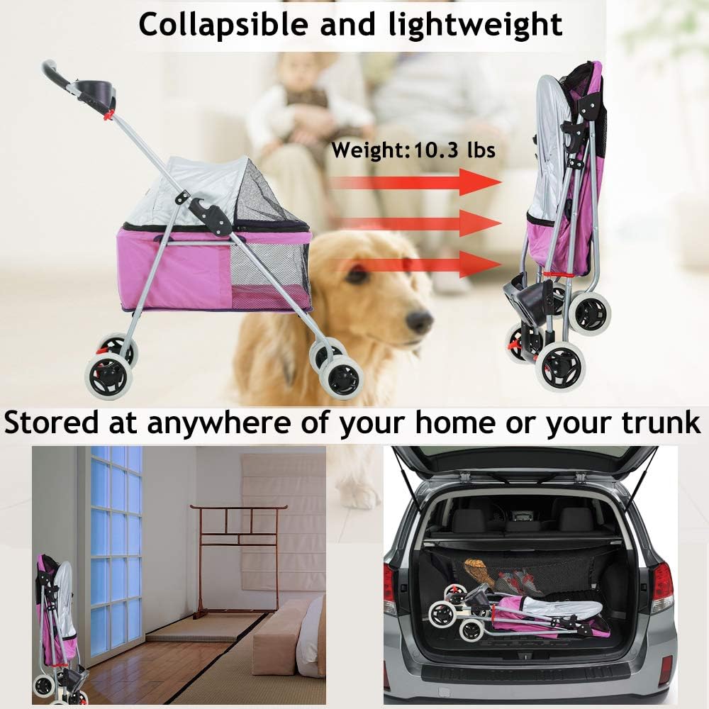 4 wheels pet stroller,dog cage protable travel folding, package contents