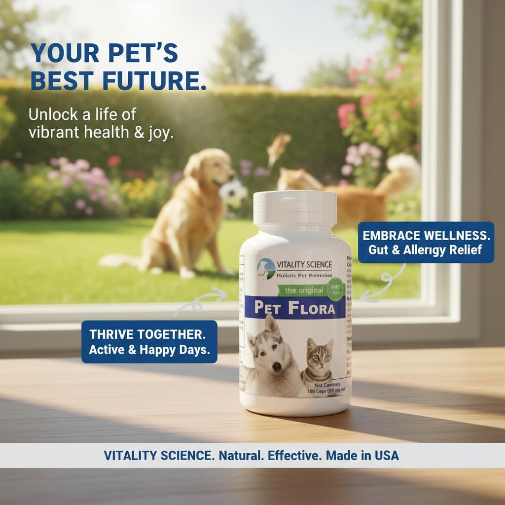 vitality science pet flora – natural probiotics for, close-up detail
