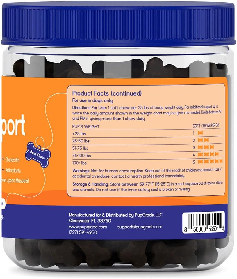 pupgrade joint support for dogs, beef flavor, close-up detail