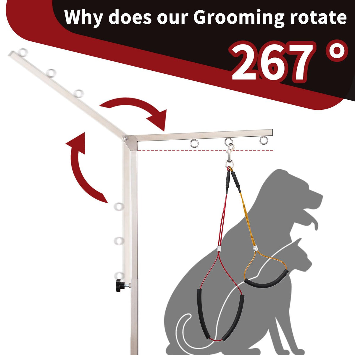 dog grooming table arm with hammock - adjustable, side view