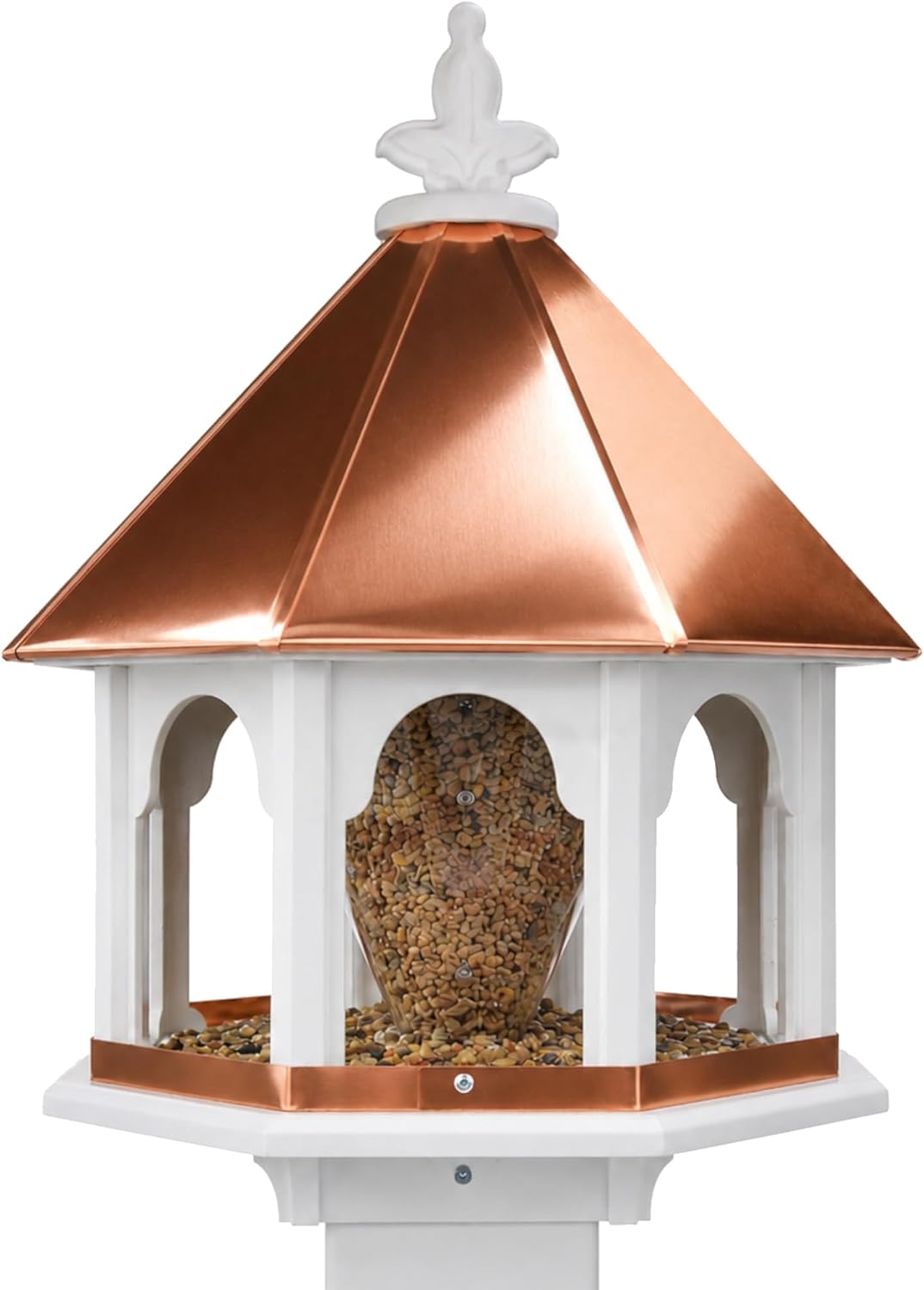 handmade copper roof octagon bird feeder (sbf8c), main product view